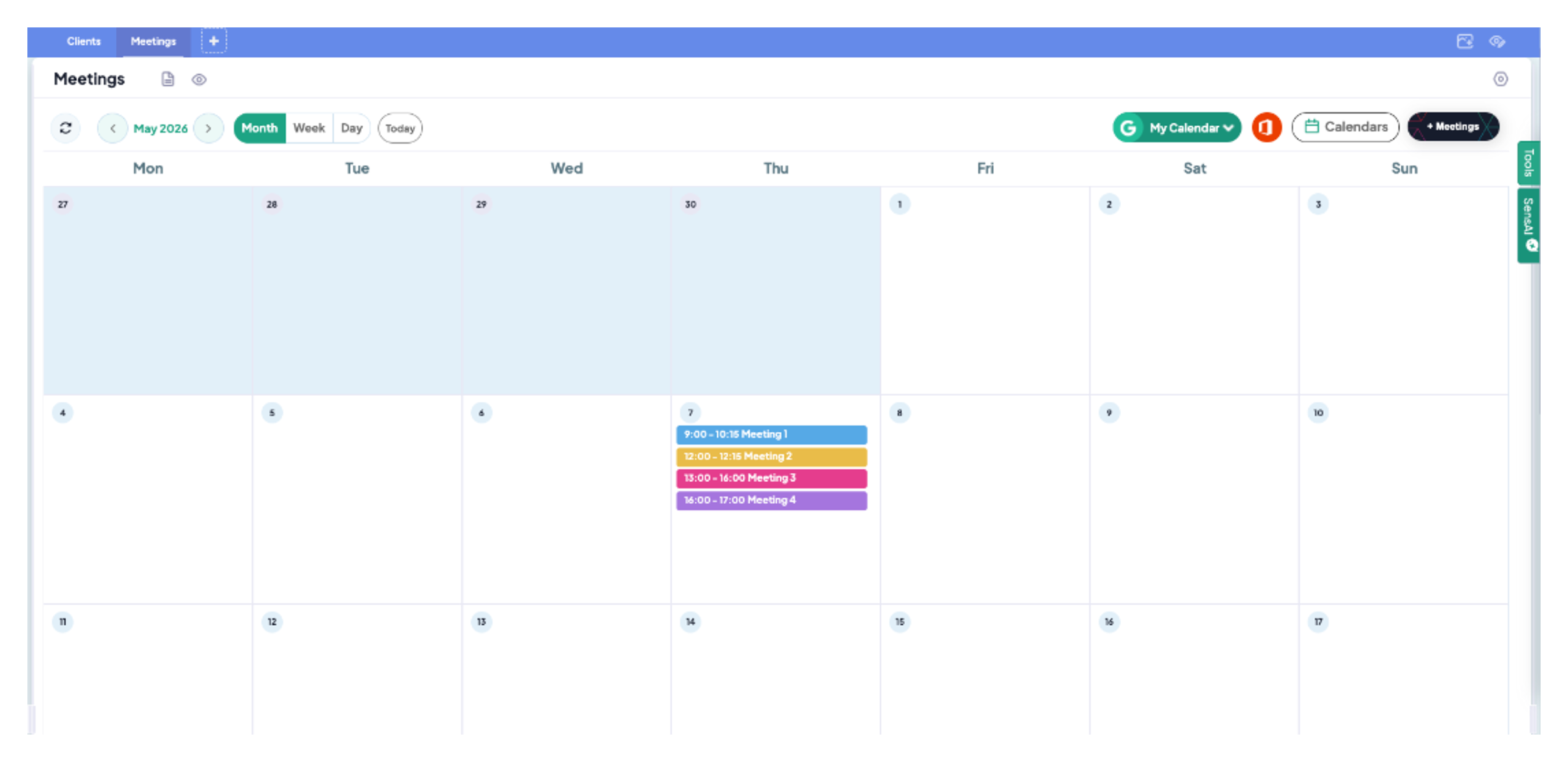 5543 calendar view - Origami תצוגת יומן חודשית עם יותר אירועים בתא